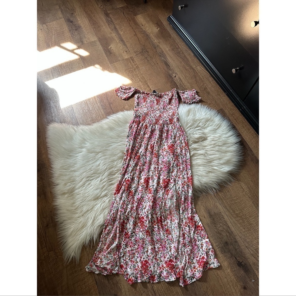 LULU’S View From The Meadow Cream Floral Print Off The Shoulder Dress - Picture 2 of 4